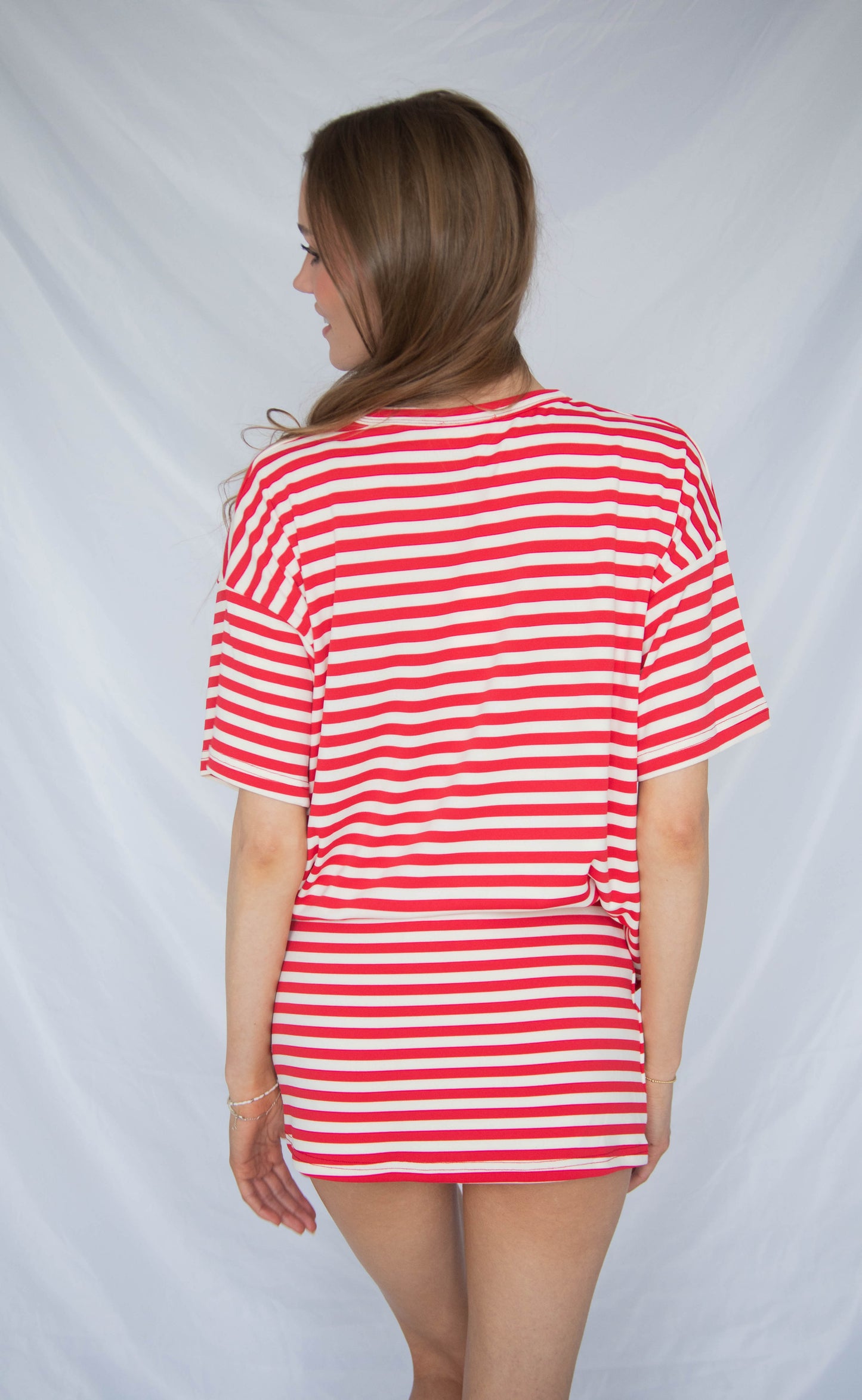 bright side stripe skort set - red