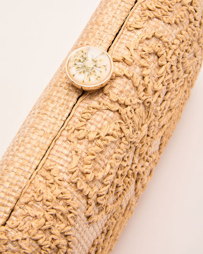 Emersen Floral Embroidered Straw Clutch
