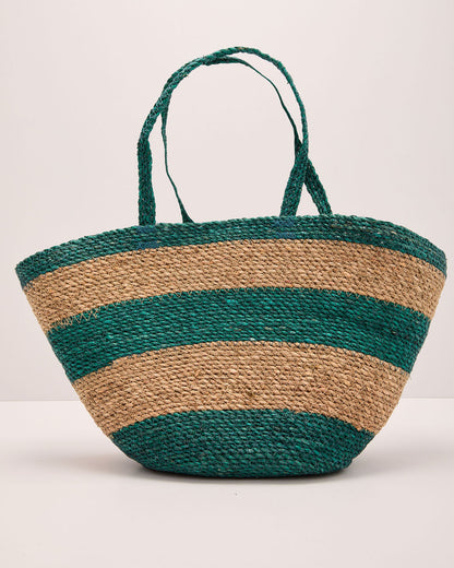 Bright Escape Striped Woven Straw Tote Bag