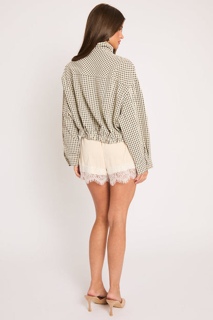 Beige Check Bomber Jacket - Gemma