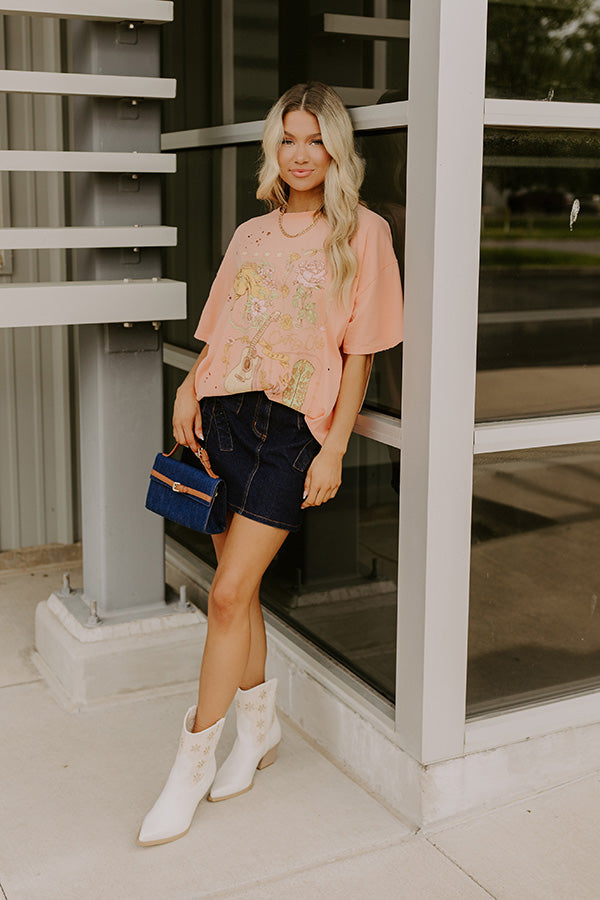 The Kaeli High Waist Denim Skirt in Dark Wash