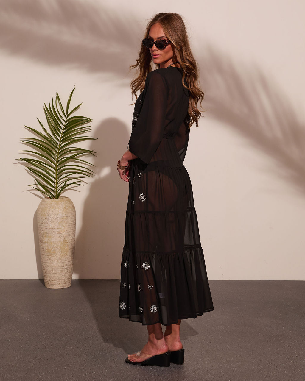 Coastal Heiress Embroidered Cover Up Kimono