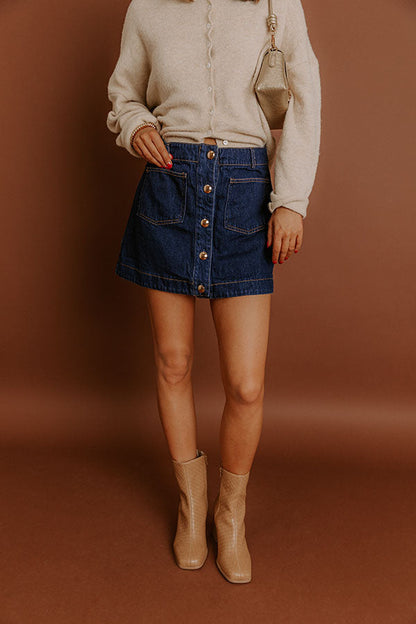 The Violet High Waist Denim Mini Skirt
