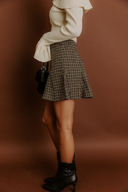 The Chloe High Waist Houndstooth Mini Skirt