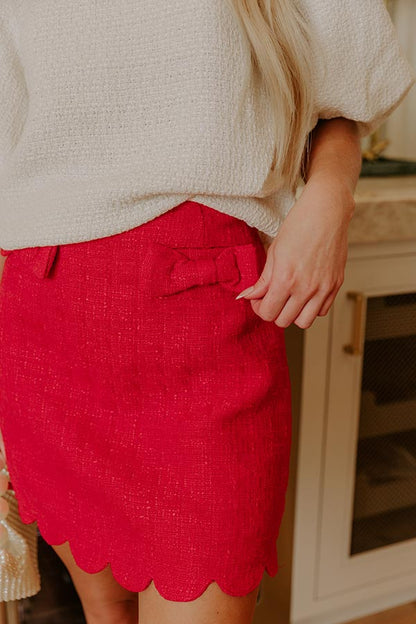 The Darling Edit High Waist Tweed Knit Mini Skirt