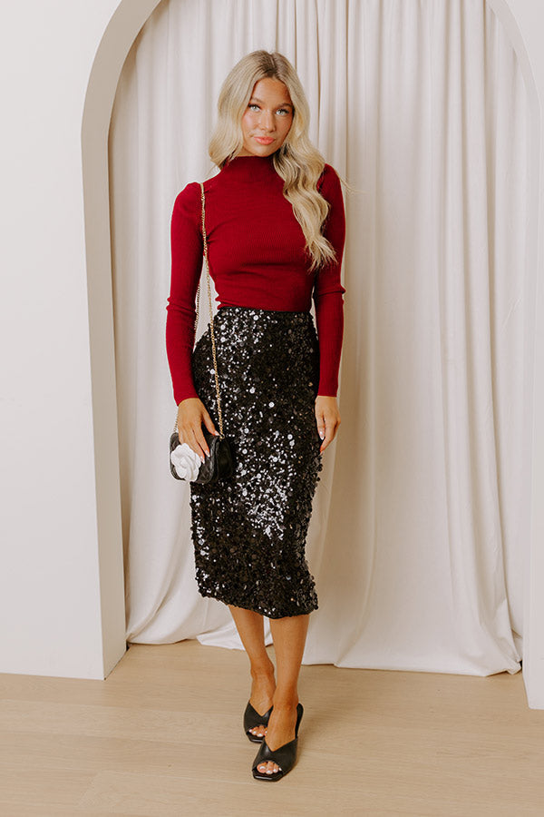 Love At First Glam High Waist Sequin Midi Skirt