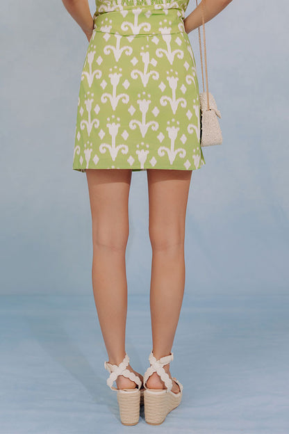 Mosaic Dreams High Waist Linen-Blend Mini Skirt