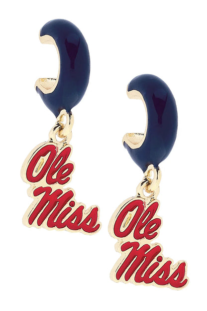Canvas Style Ole Miss Huggie Hoop Earring