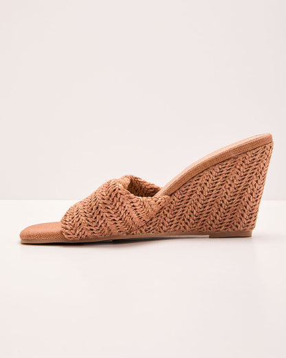 Arbella Raffia Wedge Mules