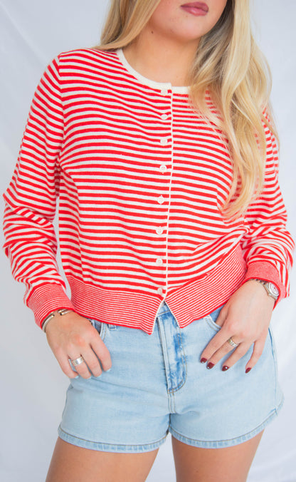 crisp lines cardigan - red