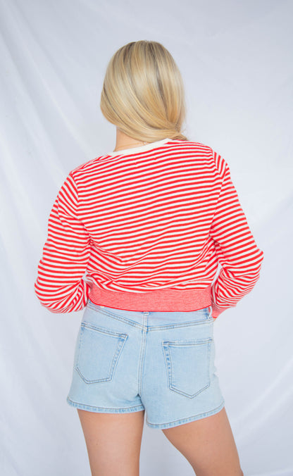 crisp lines cardigan - red