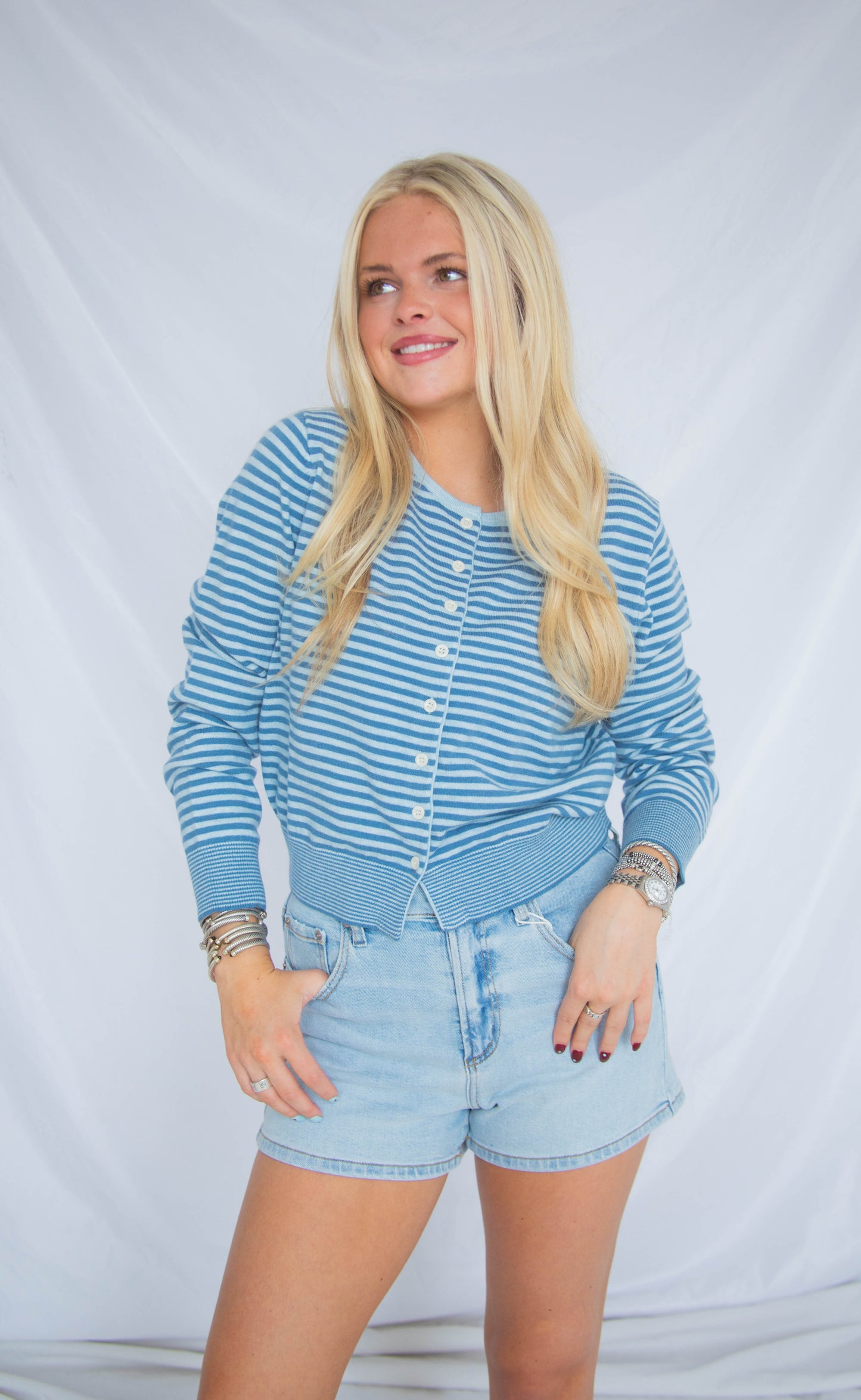 crisp lines cardigan - blue