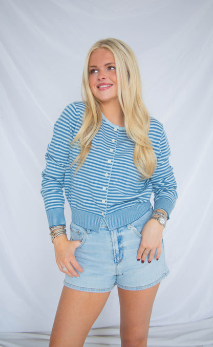 crisp lines cardigan - blue