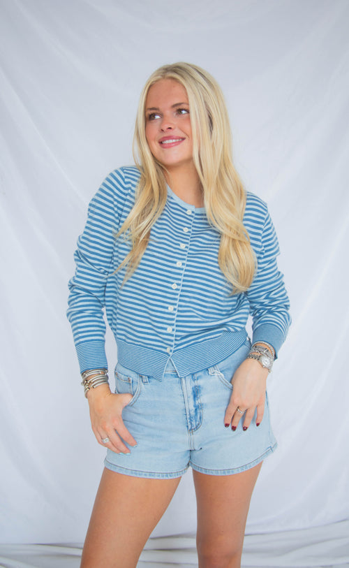 crisp lines cardigan - blue