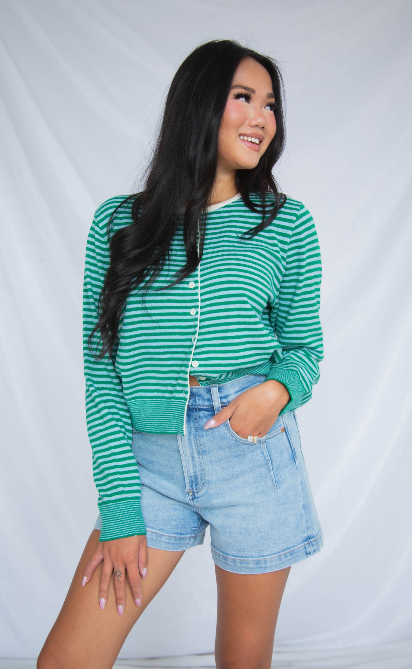 crisp lines cardigan - green