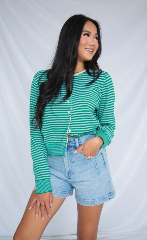 crisp lines cardigan - green
