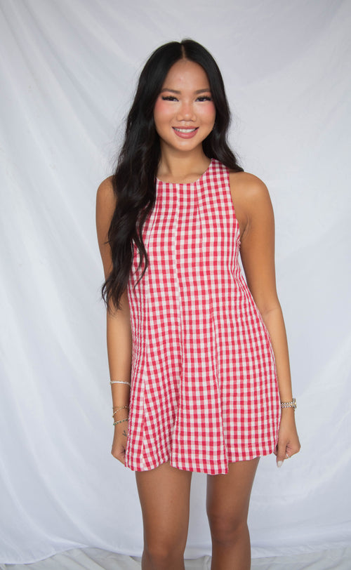 heading down south gingham romper
