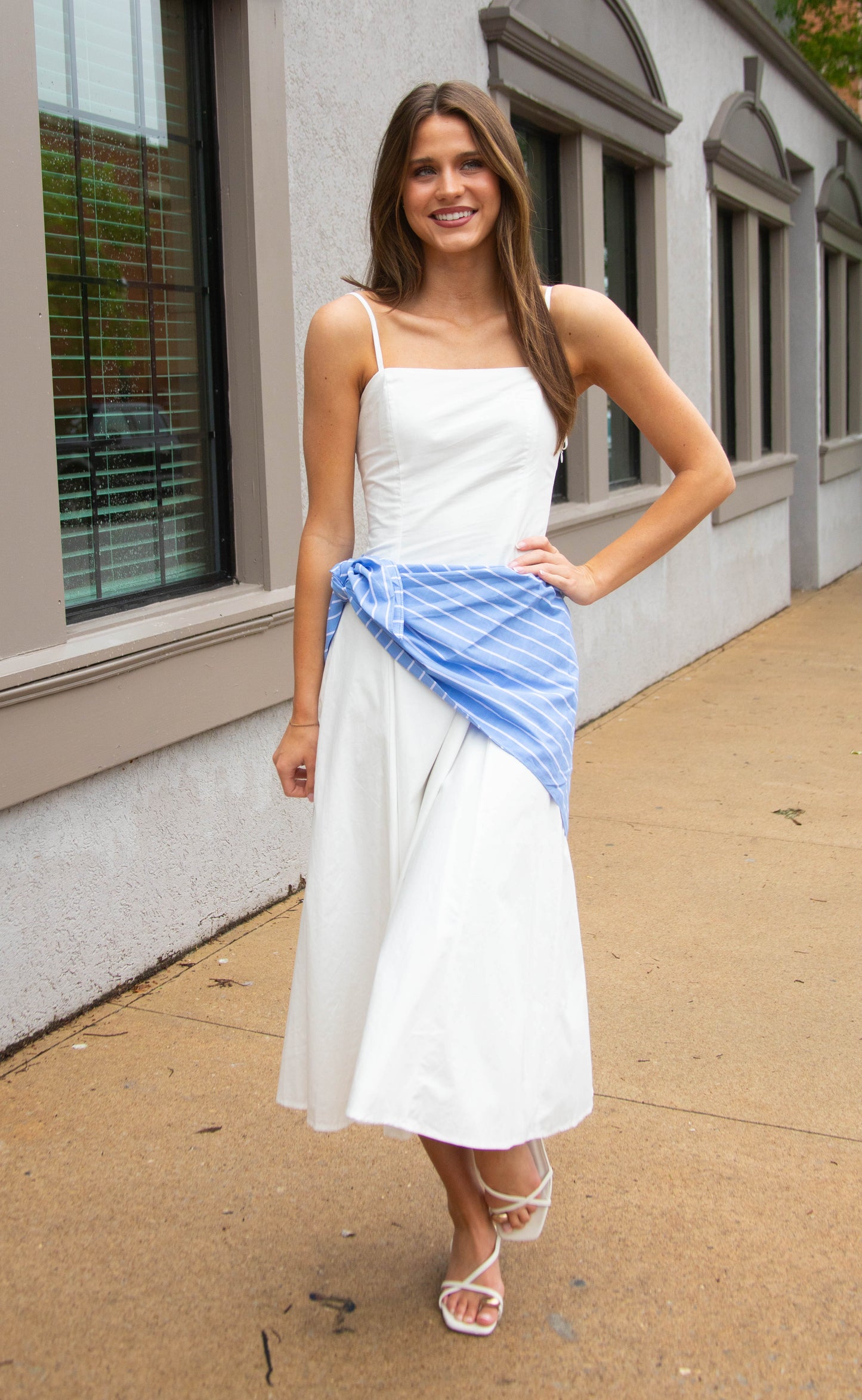 coastal charm stripe tie maxi dress