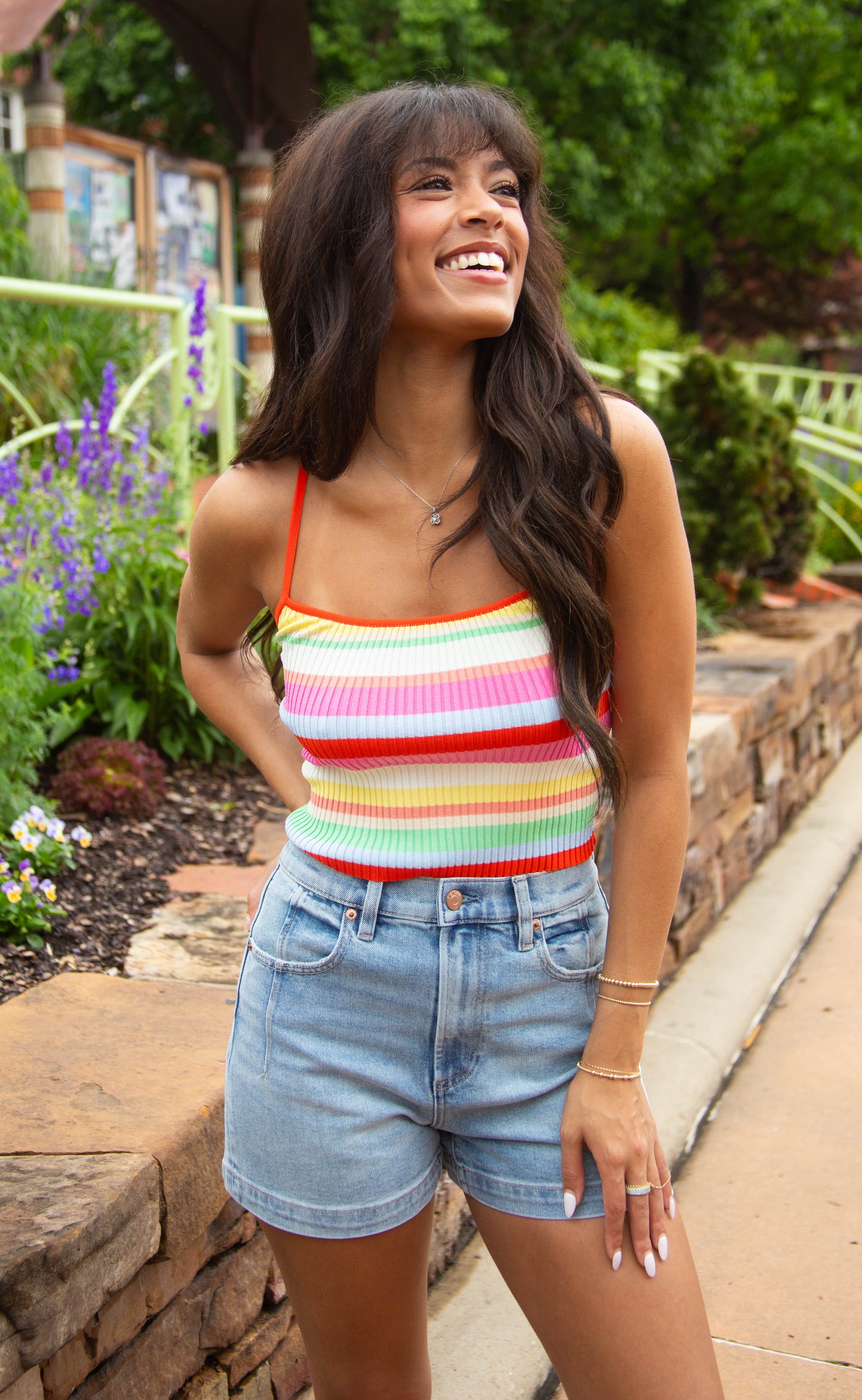 be bold striped knit tank - orange