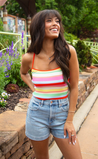 be bold striped knit tank - orange