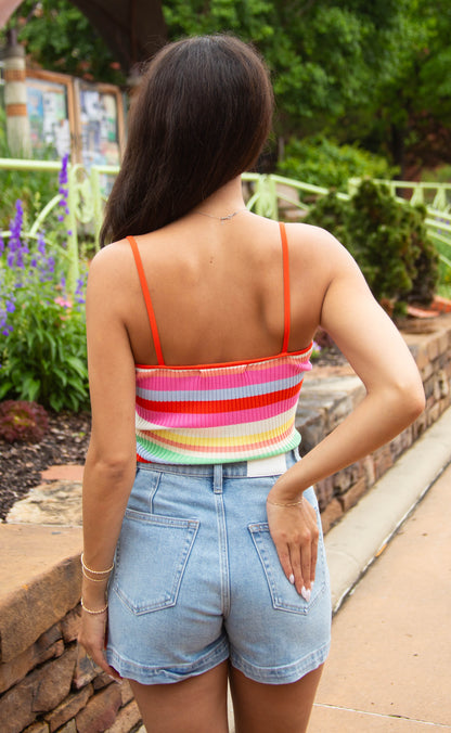be bold striped knit tank - orange