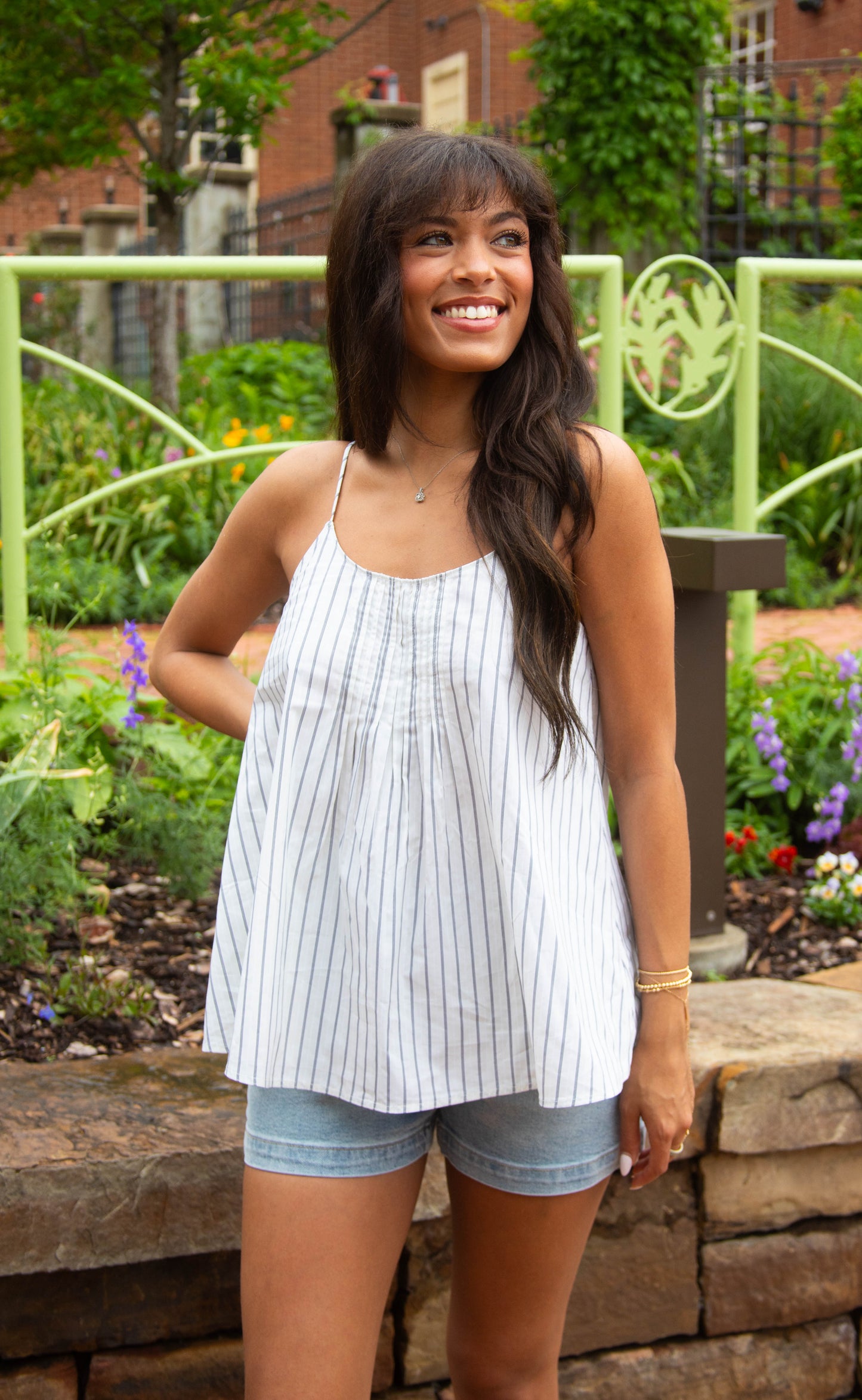 forever with me striped tank - bone