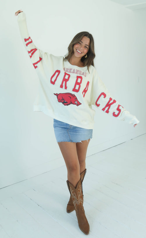 arkansas razorbacks classic boxy crewneck
