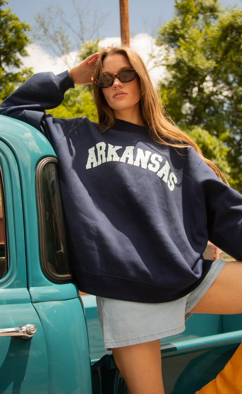 charlie southern: arkansas mock neck - navy