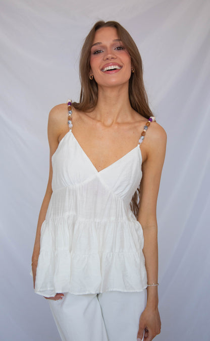 can and will beaded strap tank