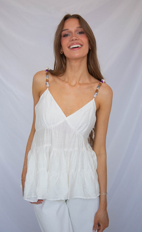 can and will beaded strap tank