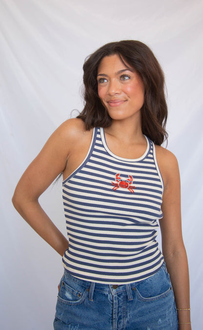 beaded crab striped tank