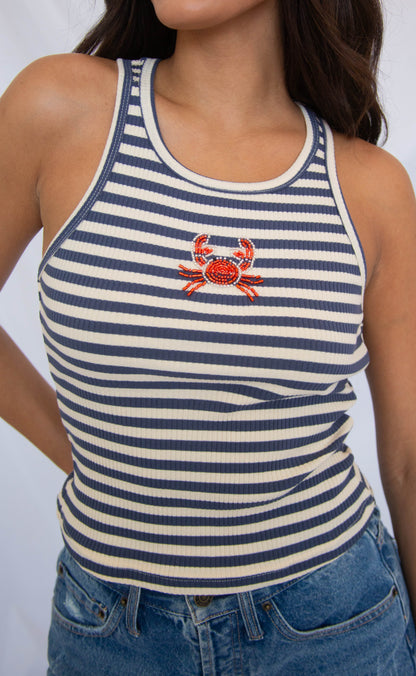 beaded crab striped tank