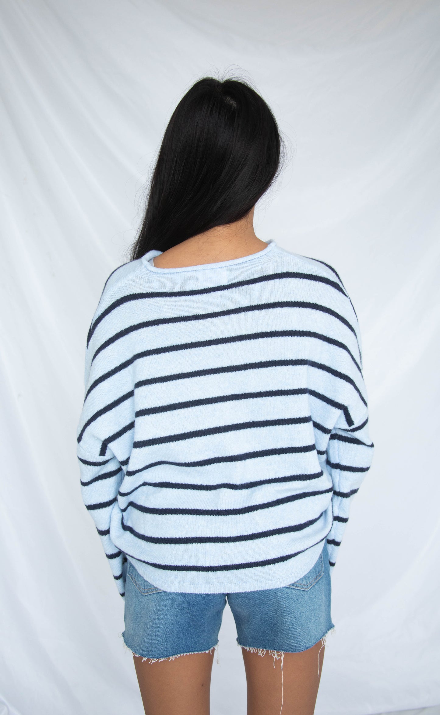 beat of your heart cardigan - navy stripe