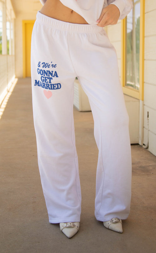 friday + saturday: gonna get married wide leg sweatpants