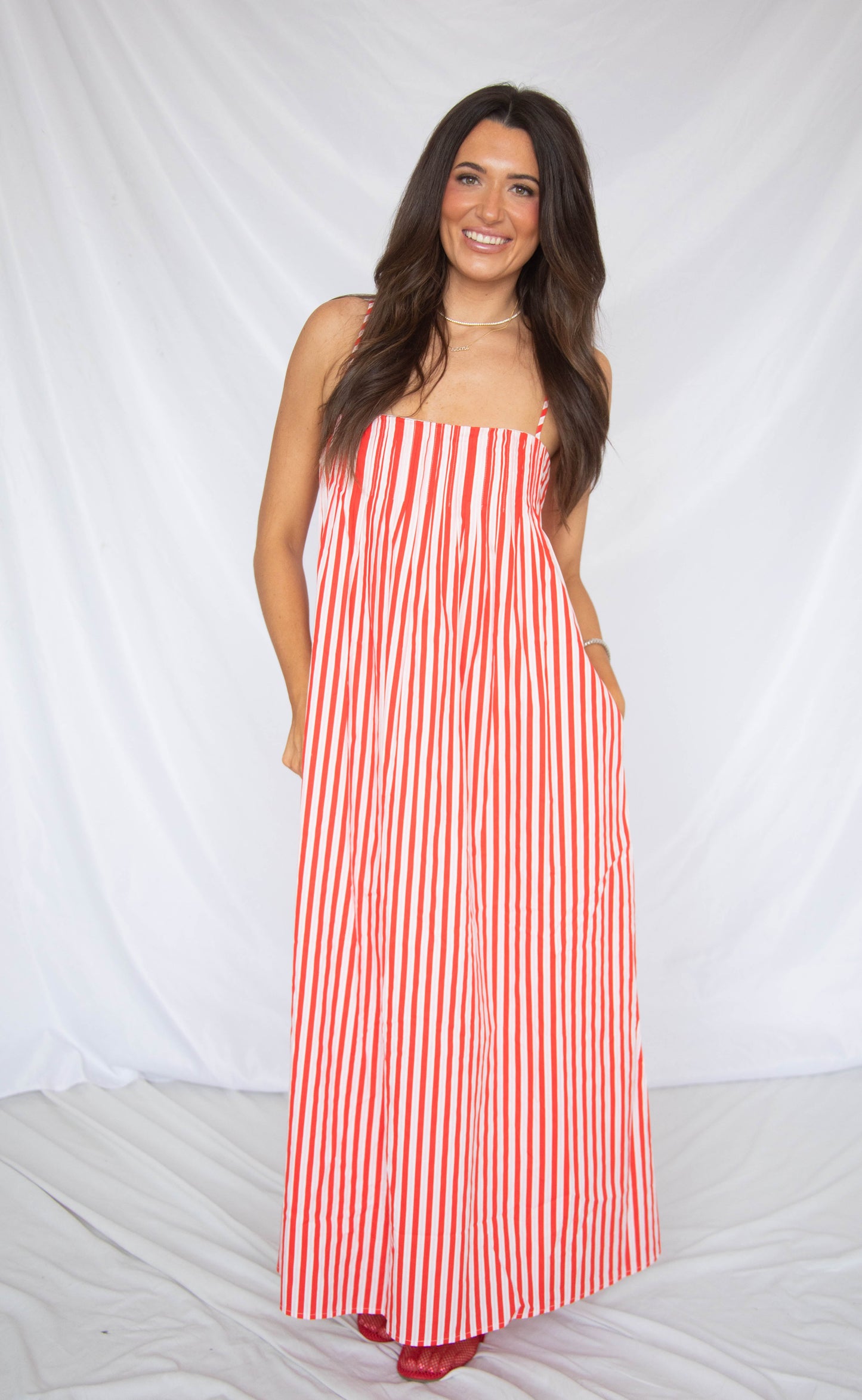 my lover striped maxi dress - red