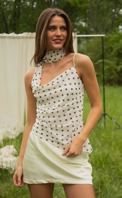 astr: adrie top - cream polka dot