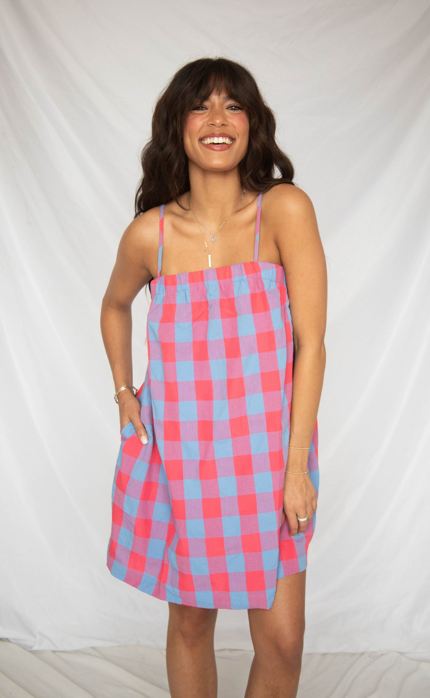 blushing over you cami mini dress - blue
