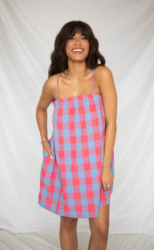 blushing over you cami mini dress - blue