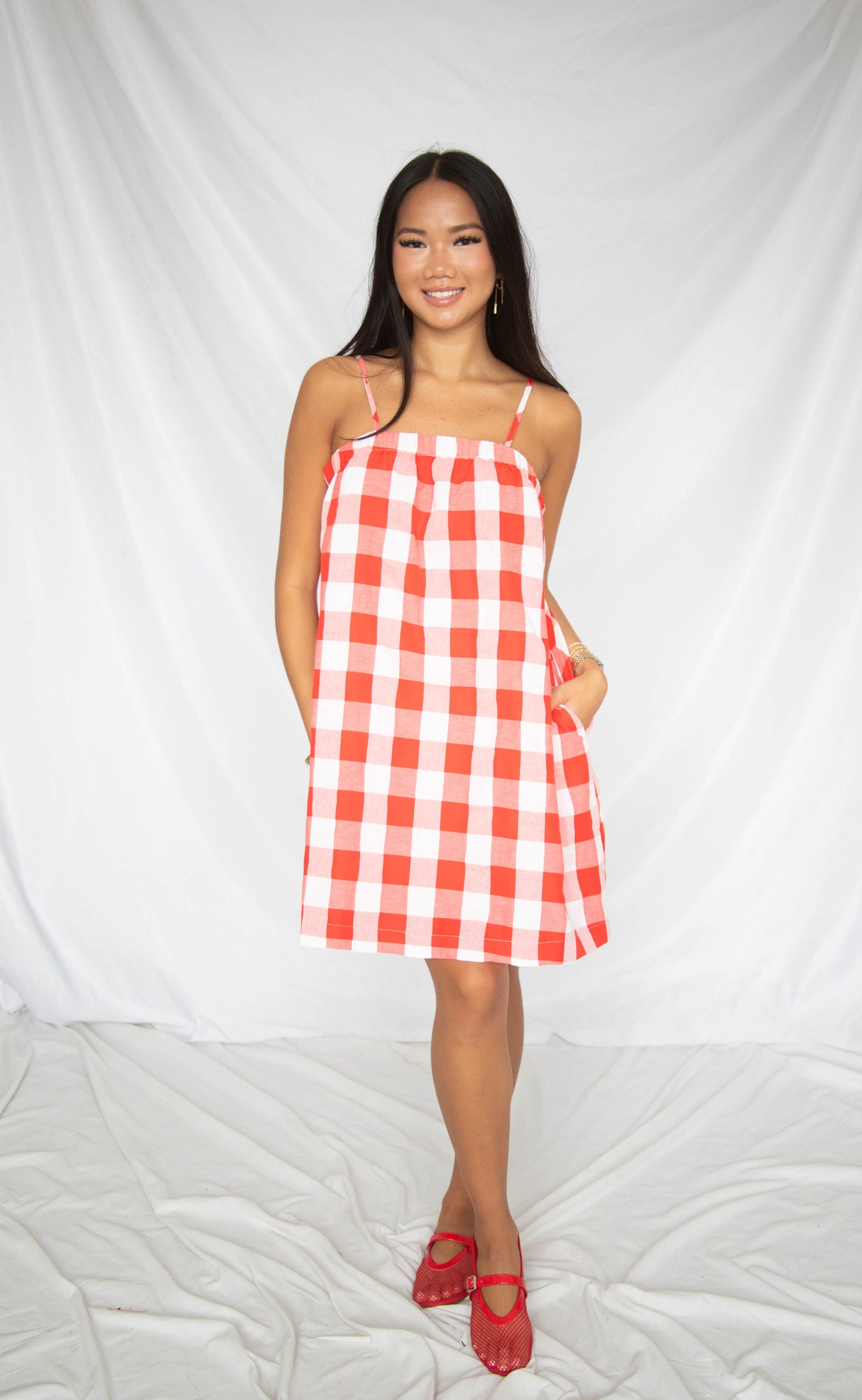 blushing over you cami mini dress - red