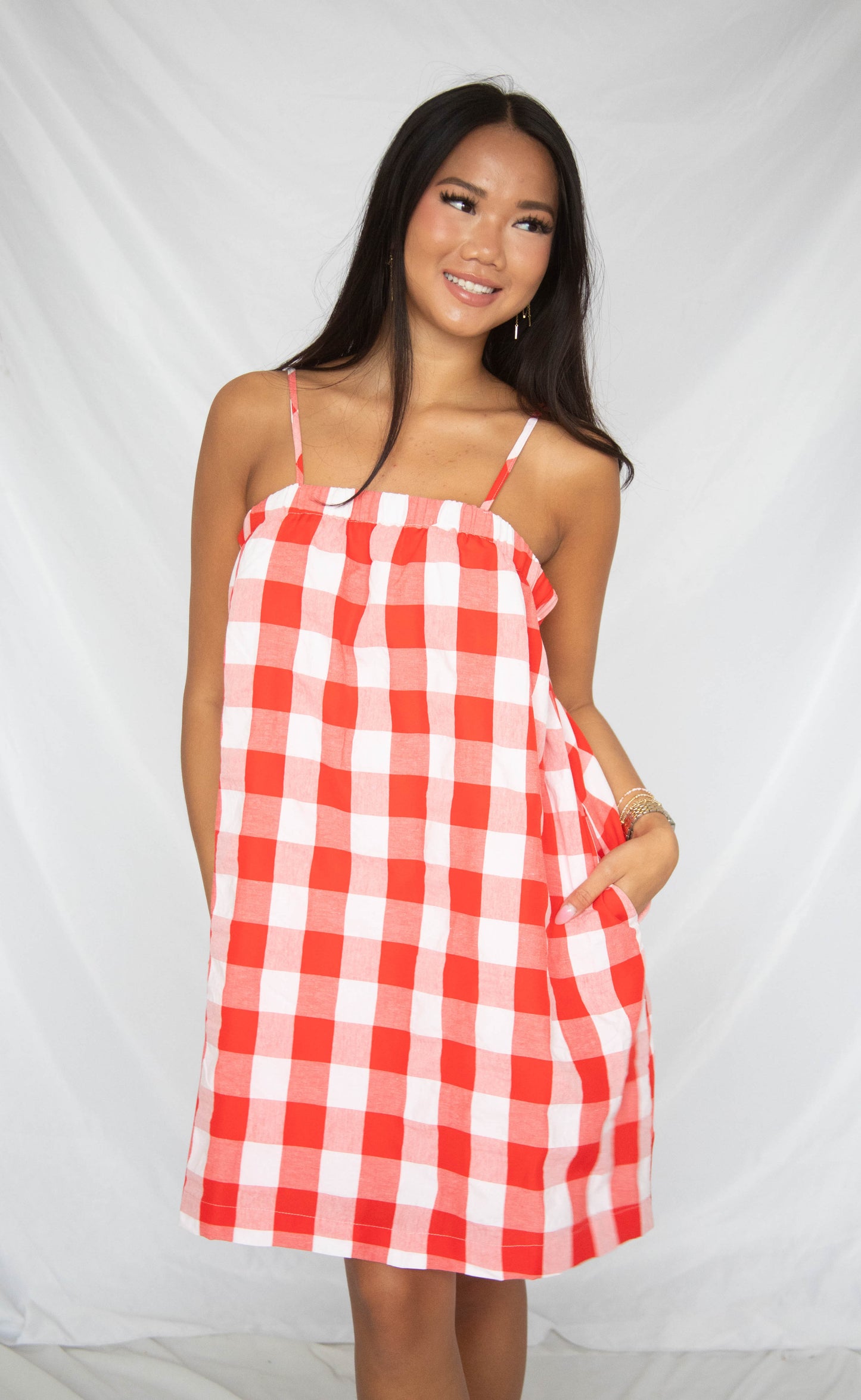 blushing over you cami mini dress - red