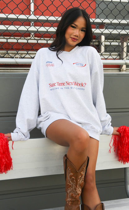 friday + saturday: meet me in the bleachers sweatshirt - grey