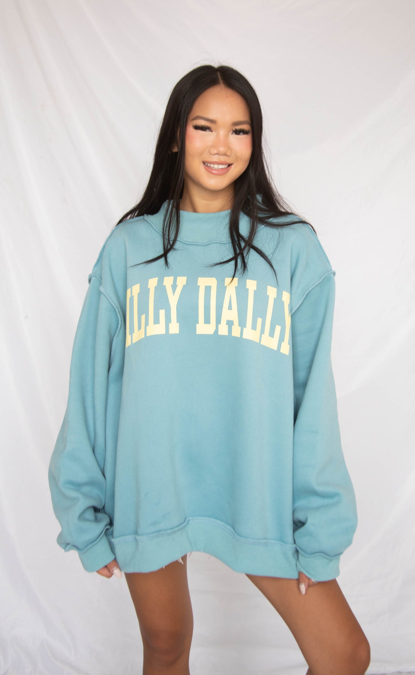 dilly dally mock neck sweatshirt - blue