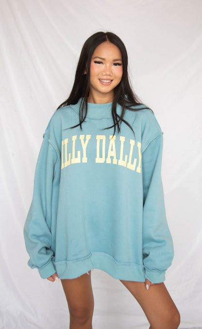 dilly dally mock neck sweatshirt - blue