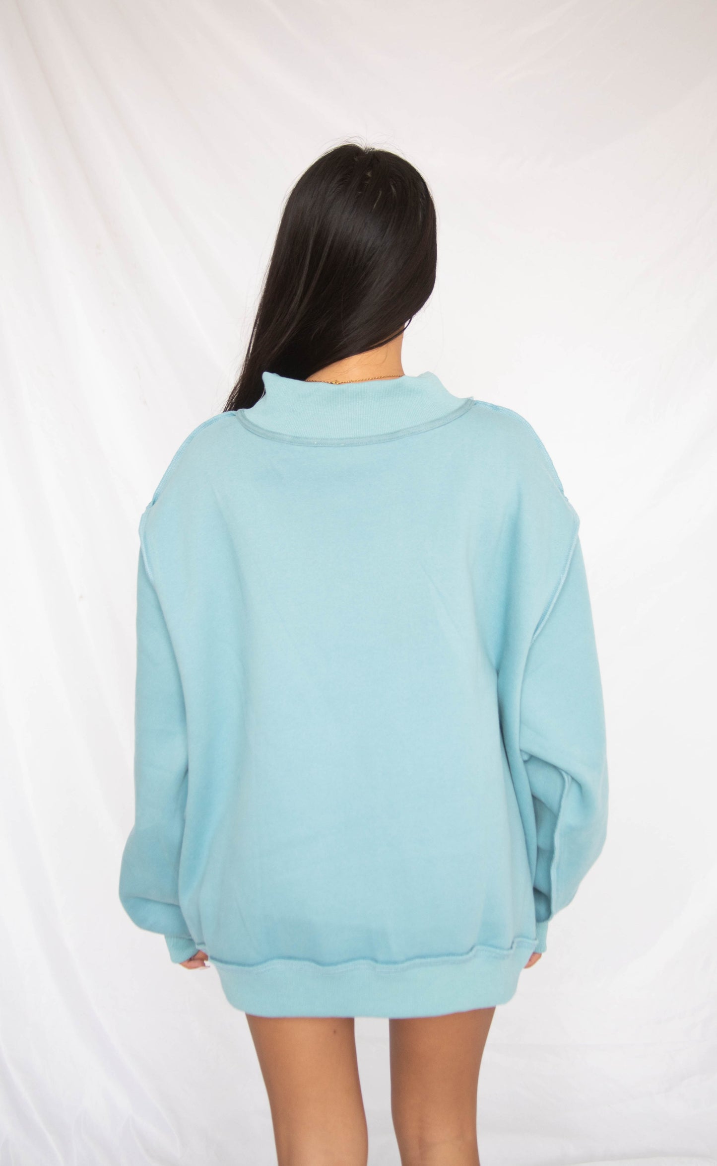 dilly dally mock neck sweatshirt - blue