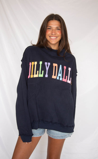 dilly dally mock neck sweatshirt - navy