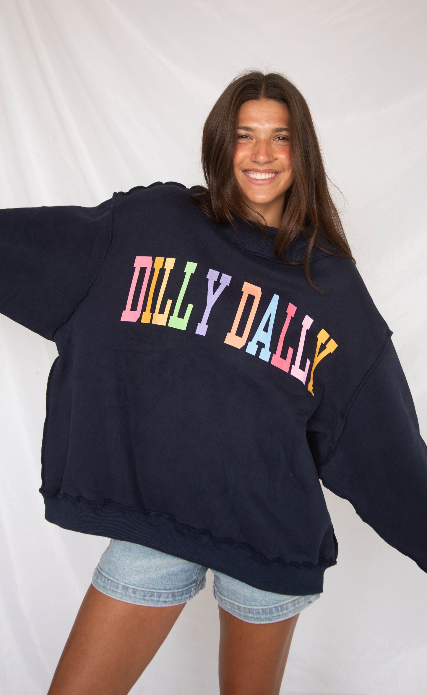 dilly dally mock neck sweatshirt - navy
