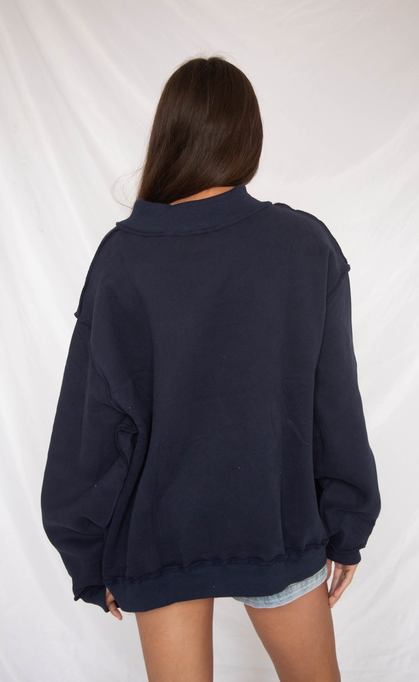 dilly dally mock neck sweatshirt - navy