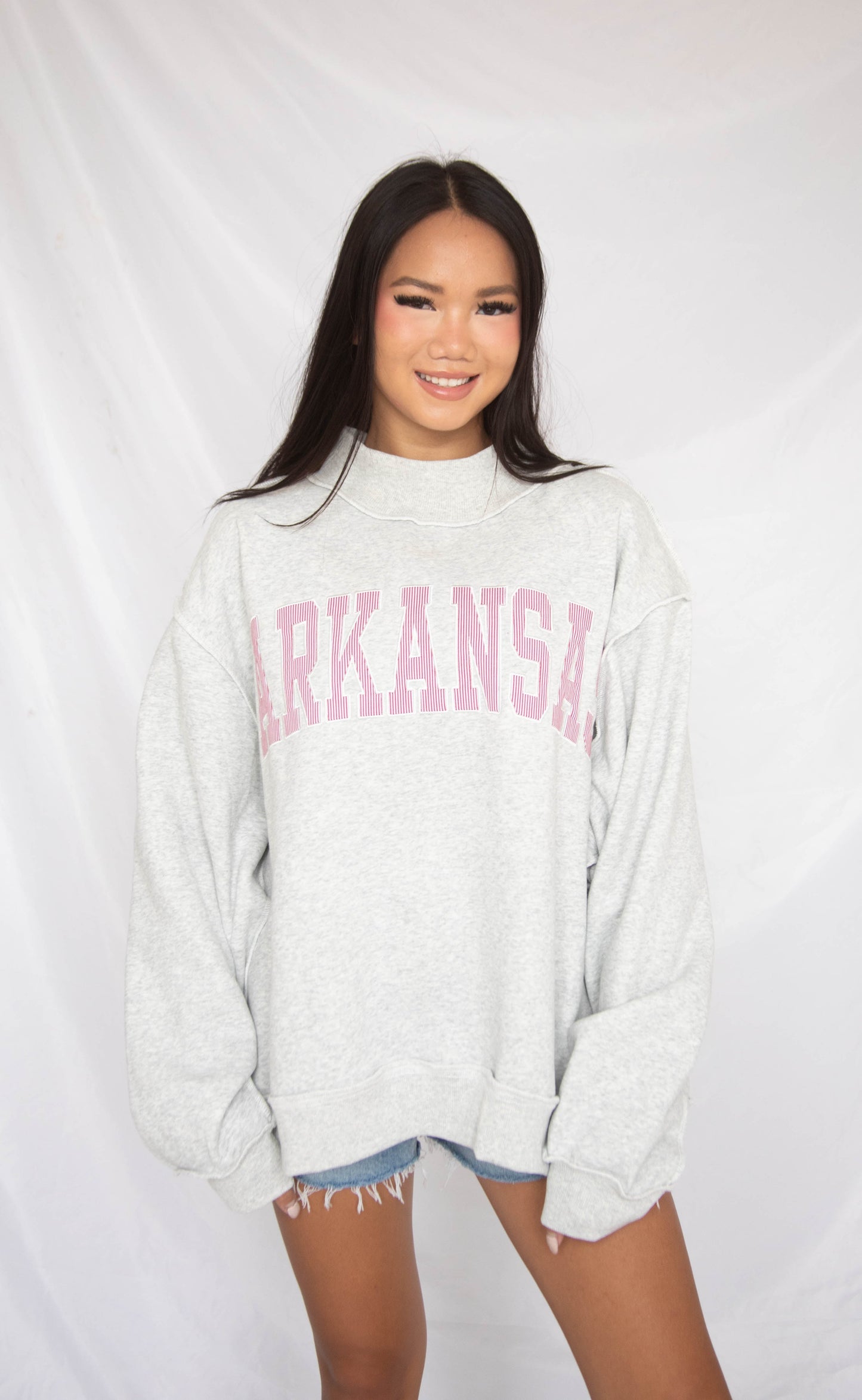 arkansas stripe mockneck - crimson stripe