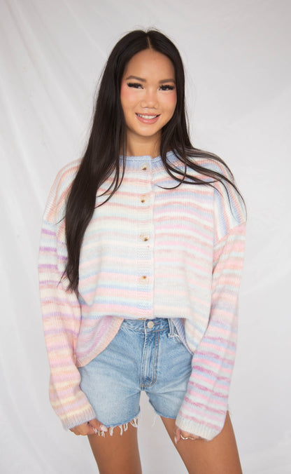in the clouds striped cardigan - pastel