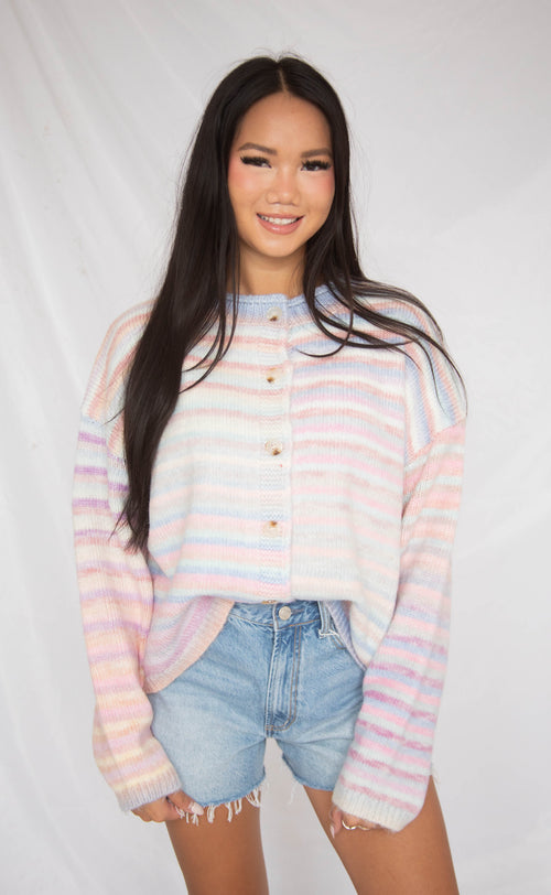 in the clouds striped cardigan - pastel